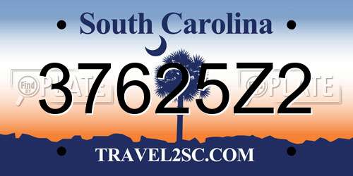 37625Z2 South Carolina License Plate