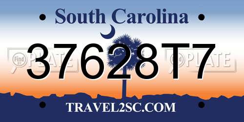 37628T7 South Carolina License Plate