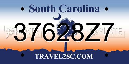 37628Z7 South Carolina License Plate