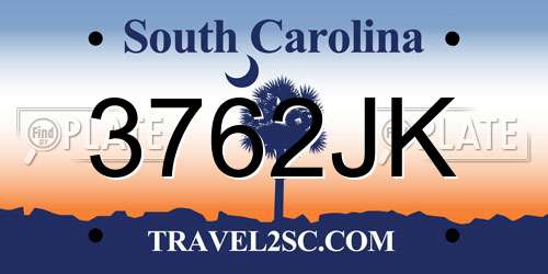 3762JK South Carolina License Plate