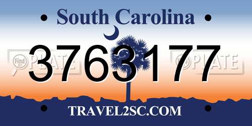 3763177 South Carolina License Plate