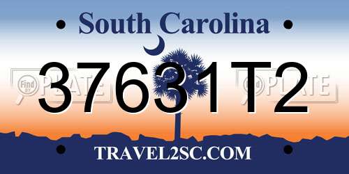 37631T2 South Carolina License Plate