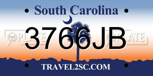 3766JB South Carolina License Plate