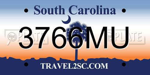 3766MU South Carolina License Plate