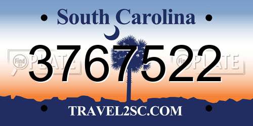 3767522 South Carolina License Plate