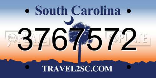 3767572 South Carolina License Plate
