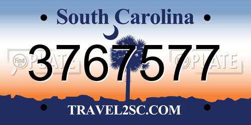 3767577 South Carolina License Plate