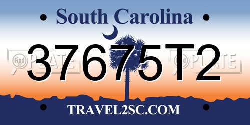 37675T2 South Carolina License Plate