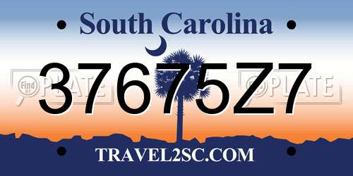 37675Z7 South Carolina License Plate