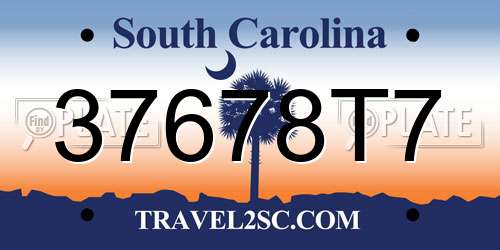 37678T7 South Carolina License Plate