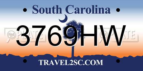 3769HW South Carolina License Plate