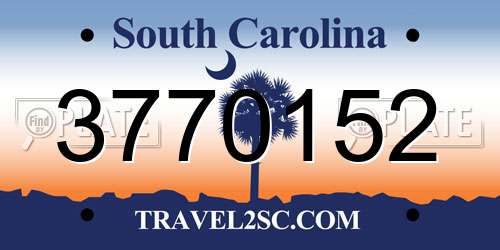 3770152 South Carolina License Plate