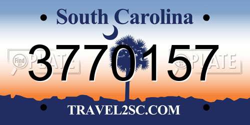 3770157 South Carolina License Plate