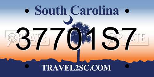 37701S7 South Carolina License Plate