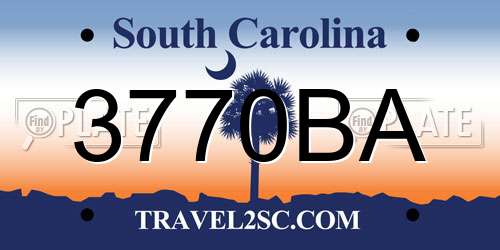3770BA South Carolina License Plate