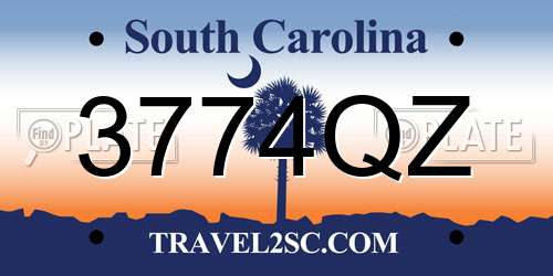 3774QZ South Carolina License Plate