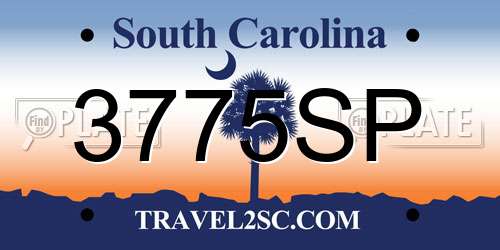 3775SP South Carolina License Plate