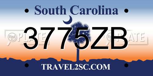 3775ZB South Carolina License Plate