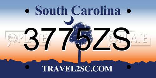 3775ZS South Carolina License Plate