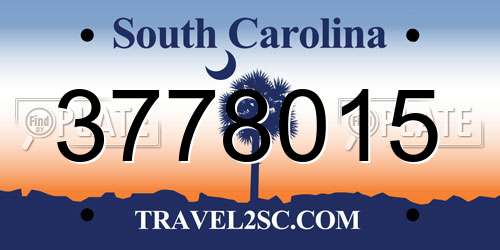 3778015 South Carolina License Plate