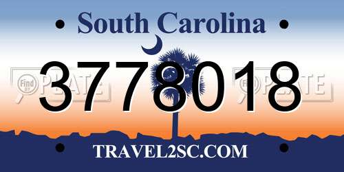 3778018 South Carolina License Plate