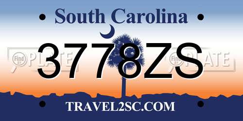3778ZS South Carolina License Plate