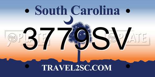 3779SV South Carolina License Plate