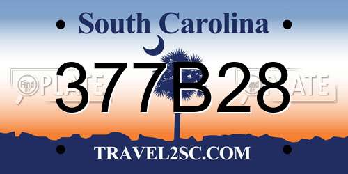 377B28 South Carolina License Plate