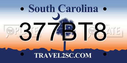 377BT8 South Carolina License Plate