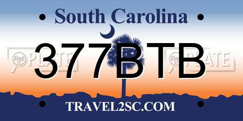 377BTB South Carolina License Plate