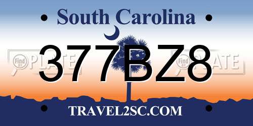 377BZ8 South Carolina License Plate