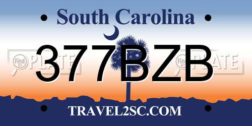 377BZB South Carolina License Plate