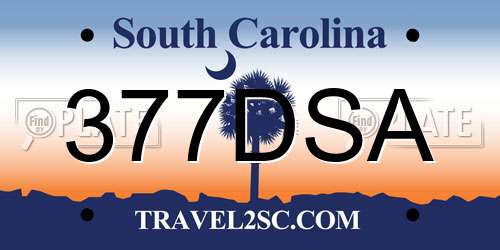 377DSA South Carolina License Plate