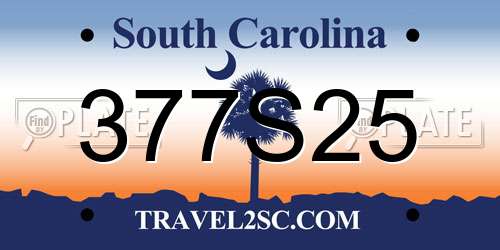 377S25 South Carolina License Plate