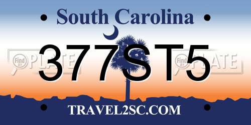 377ST5 South Carolina License Plate