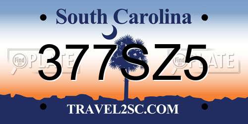 377SZ5 South Carolina License Plate