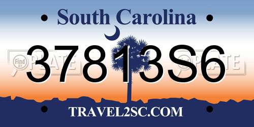 37813S6 South Carolina License Plate