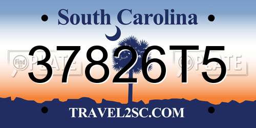 37826T5 South Carolina License Plate