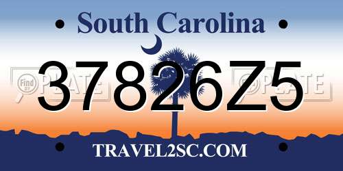 37826Z5 South Carolina License Plate