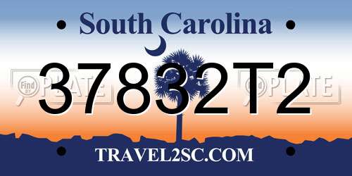 37832T2 South Carolina License Plate