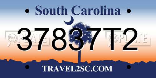 37837T2 South Carolina License Plate