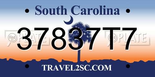 37837T7 South Carolina License Plate