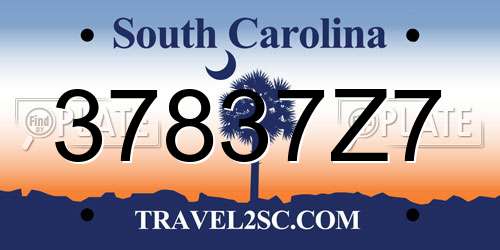 37837Z7 South Carolina License Plate