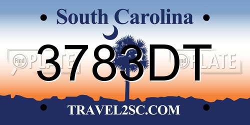 3783DT South Carolina License Plate