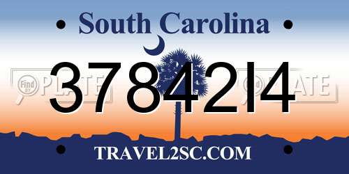 37842I4 South Carolina License Plate