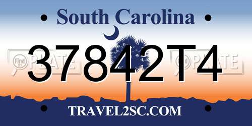 37842T4 South Carolina License Plate