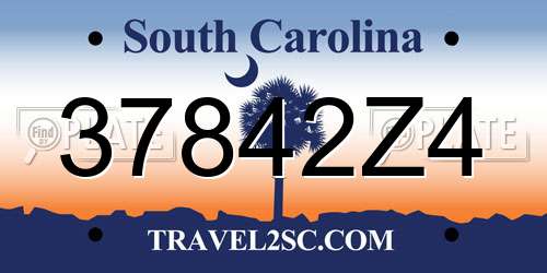 37842Z4 South Carolina License Plate