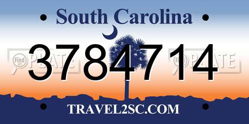 3784714 South Carolina License Plate