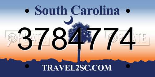3784774 South Carolina License Plate