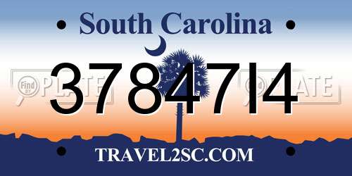 37847I4 South Carolina License Plate